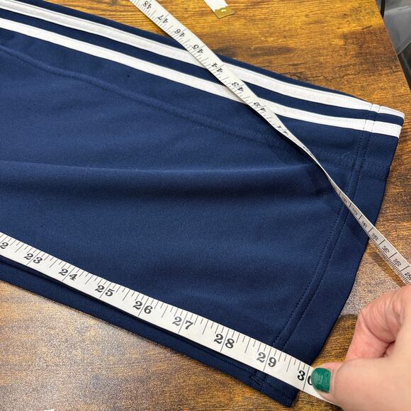 Adidas Womens Size L Track Pants Navy Blue 3-Stripe Classic Retro Straight Leg - Picture 15 of 16
